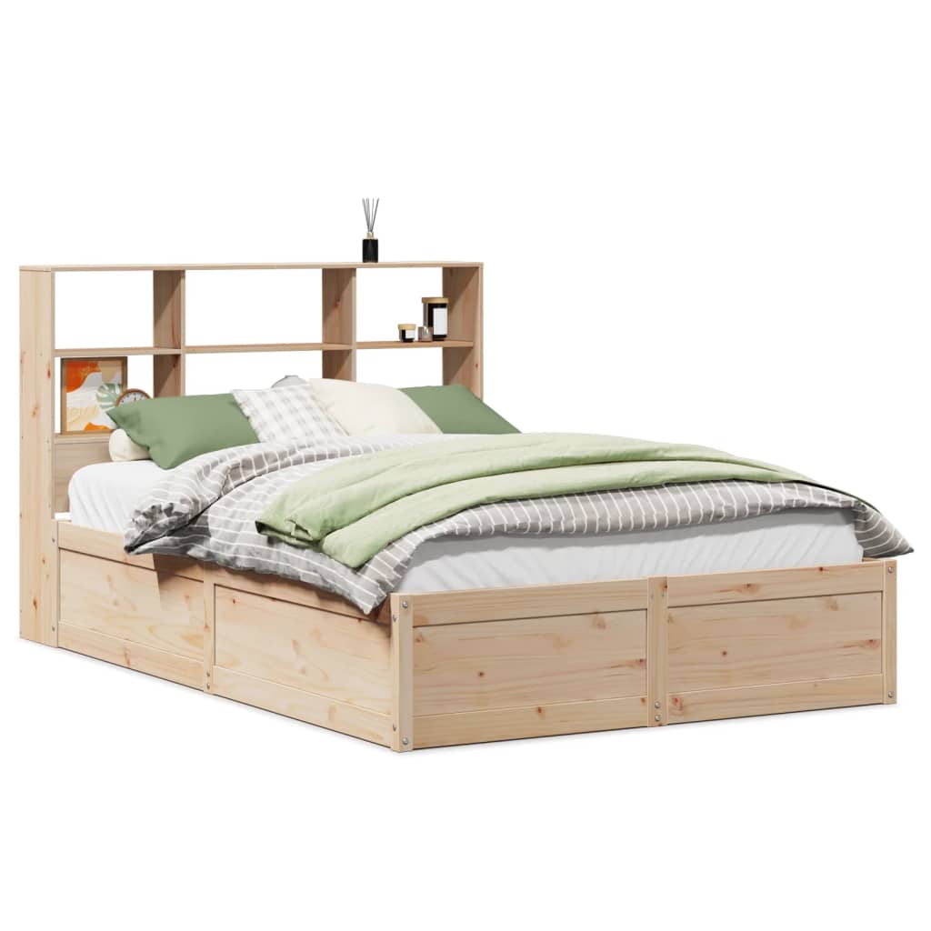 sengeramme uden madras 135x190 cm massivt fyrretræ hvid