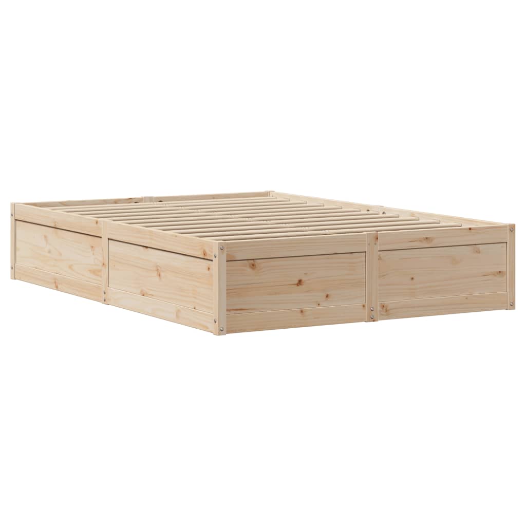 sengeramme uden madras 135x190 cm massivt fyrretræ hvid