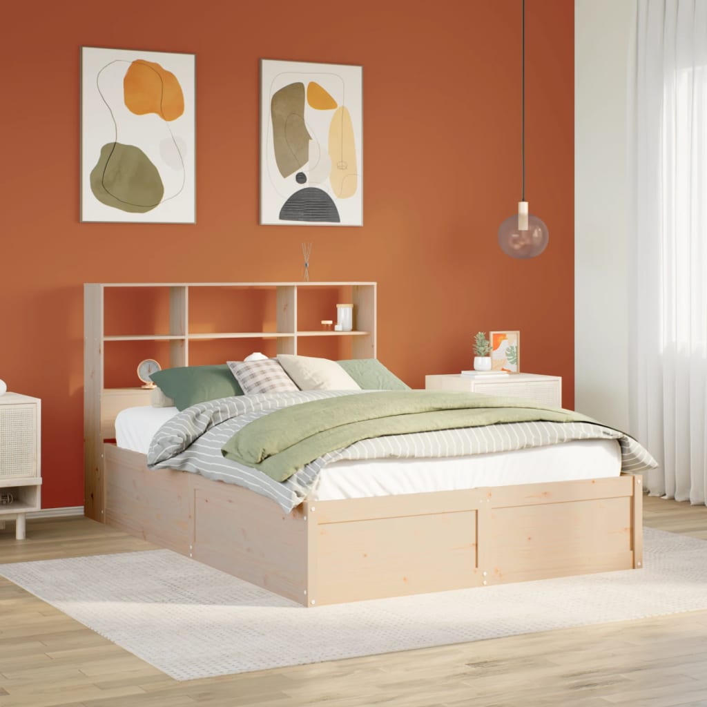 sengeramme uden madras 135x190 cm massivt fyrretræ hvid