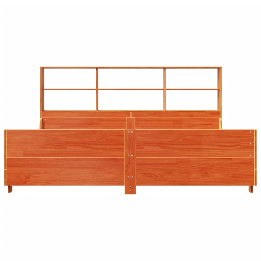 seng med reol uden madras 200x200 cm massivt træ gyldenbrun