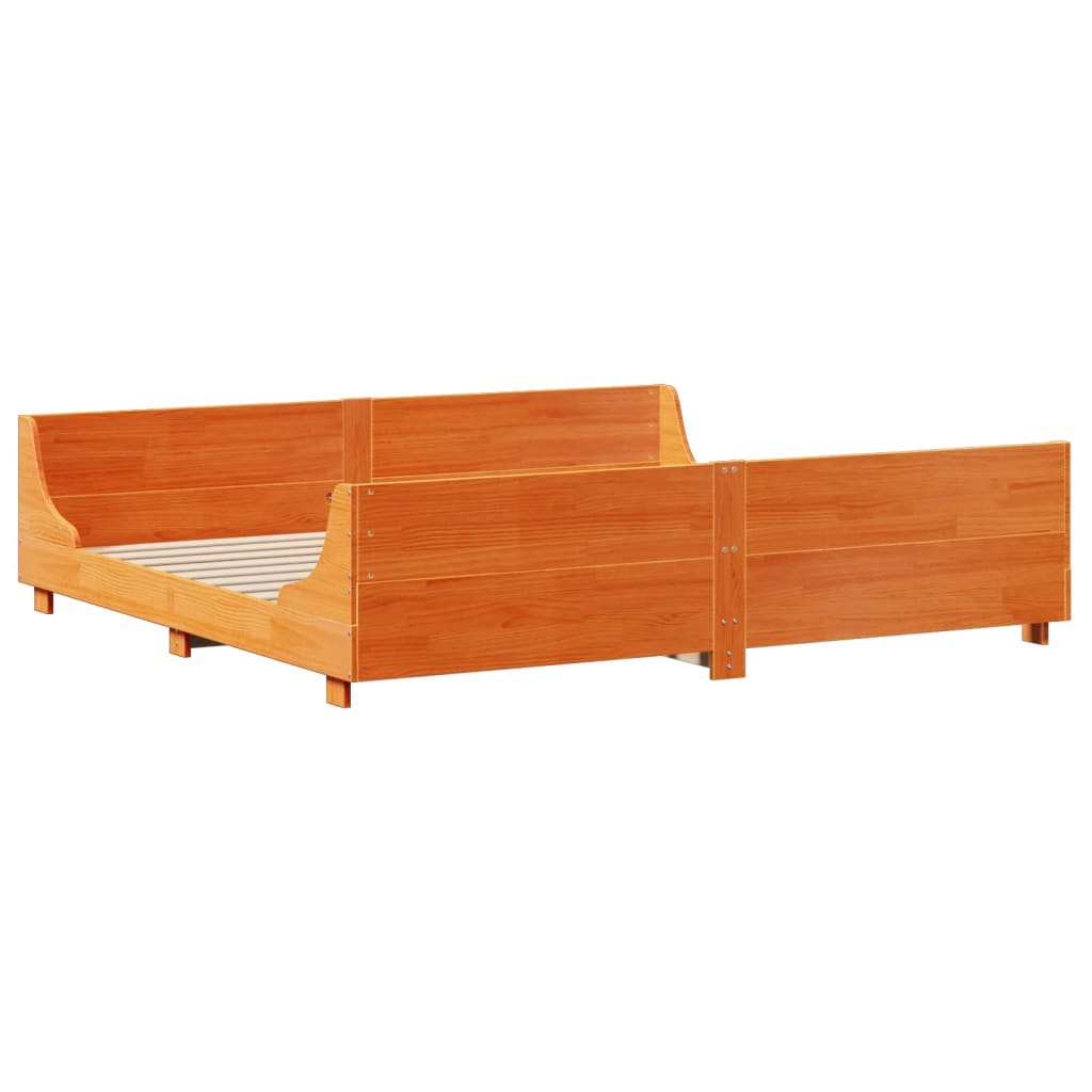 seng med reol uden madras 200x200 cm massivt træ gyldenbrun