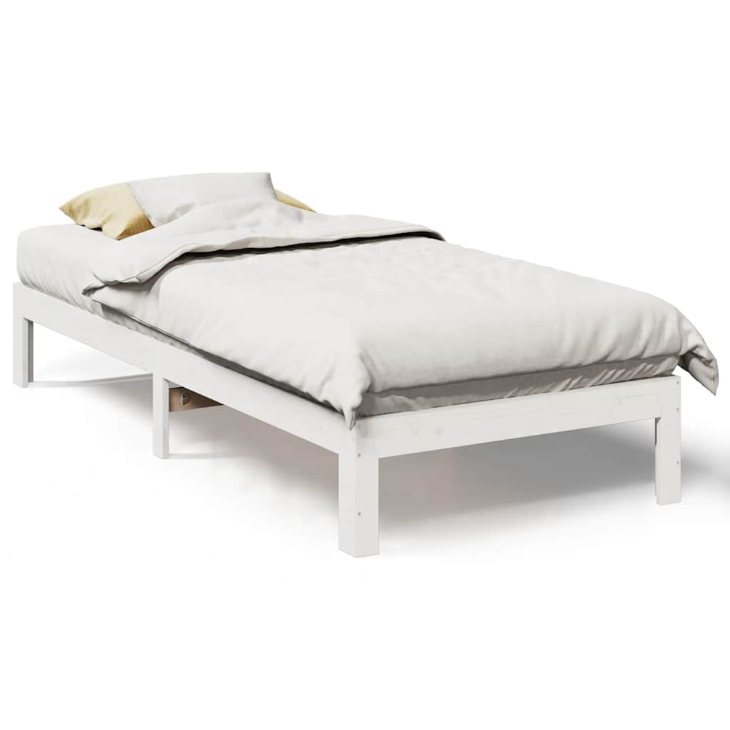 sengeramme uden madras 80x200 cm massivt fyrretræ hvid