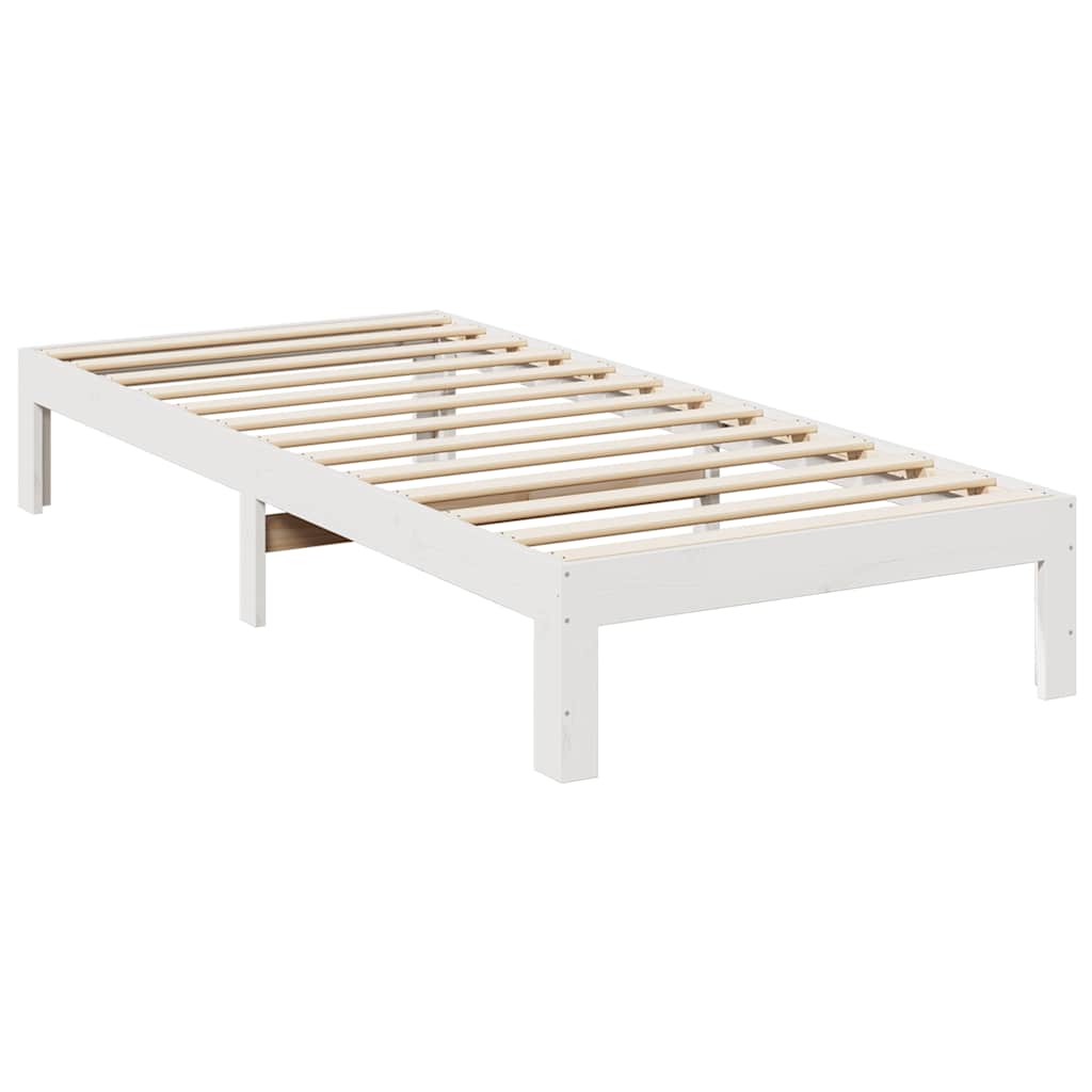 sengeramme uden madras 80x200 cm massivt fyrretræ hvid