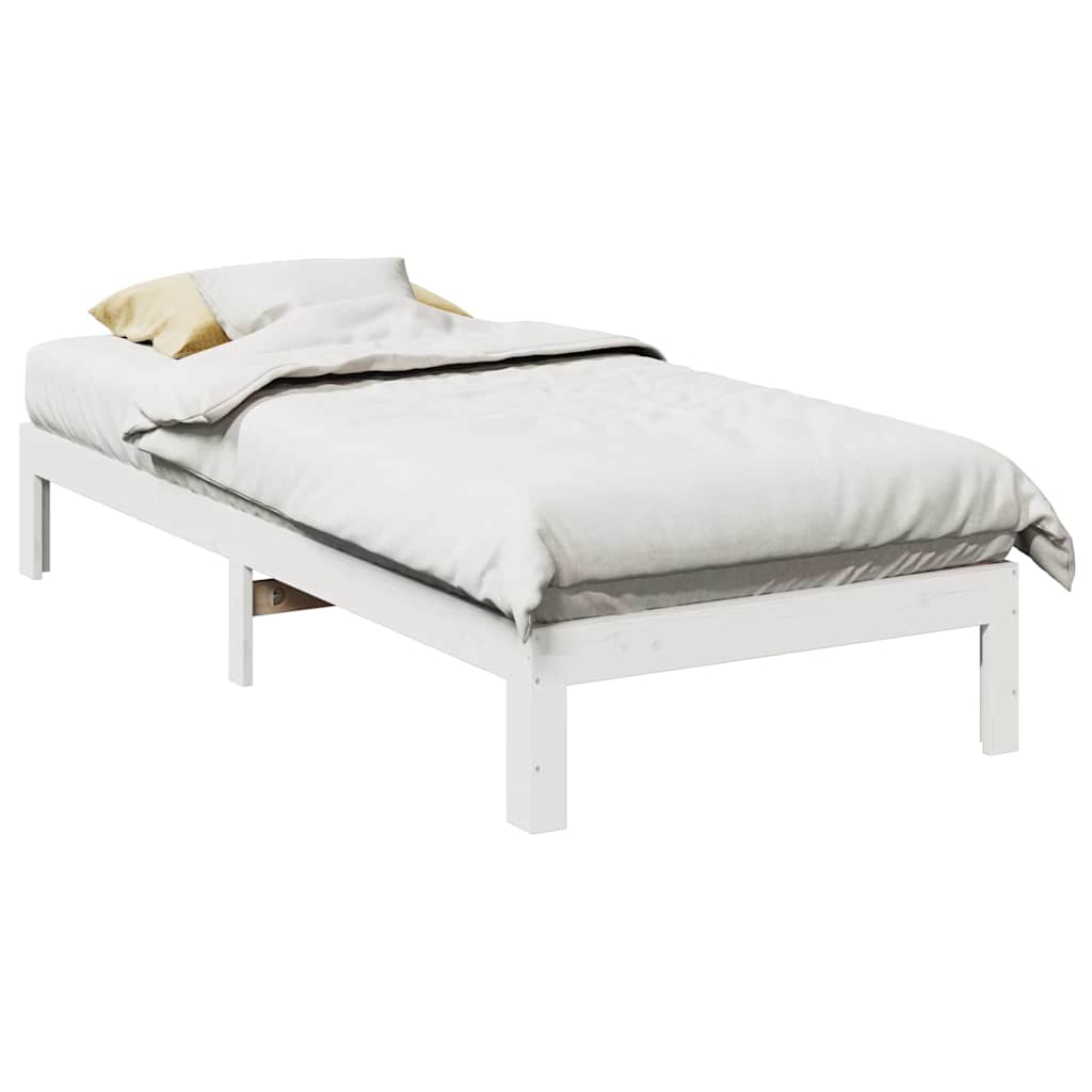 sengeramme uden madras 80x200 cm massivt fyrretræ hvid