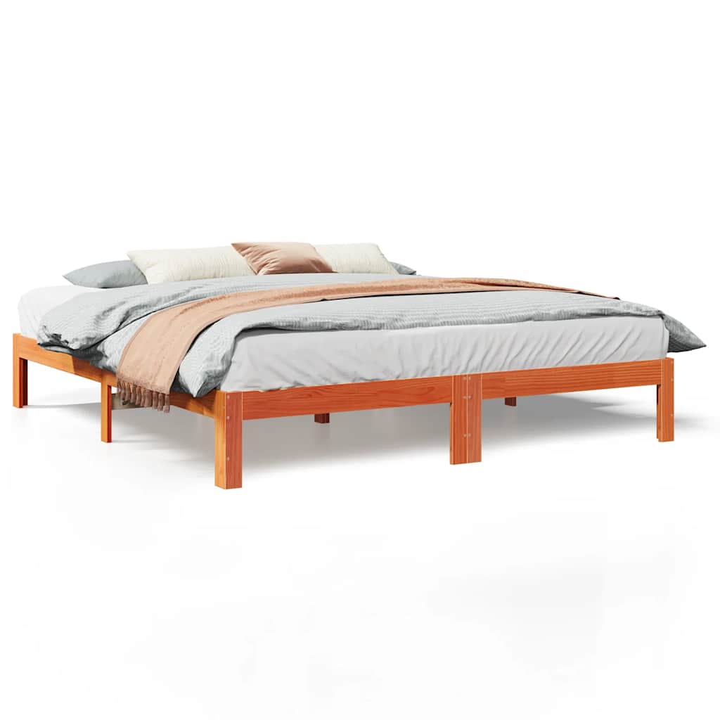sengeramme uden madras 160x200 cm massivt fyrretræ gyldenbrun