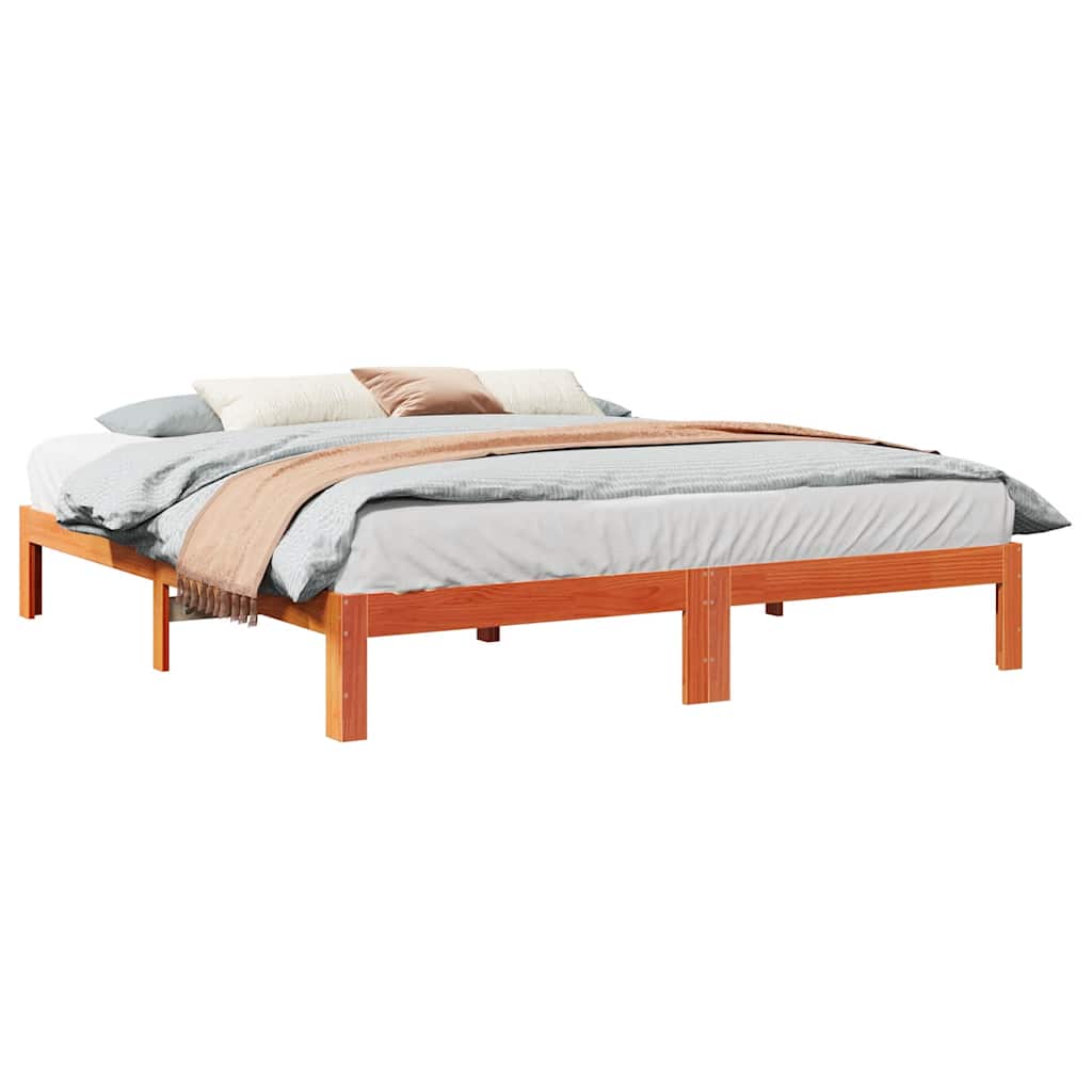 sengeramme uden madras 160x200 cm massivt fyrretræ gyldenbrun