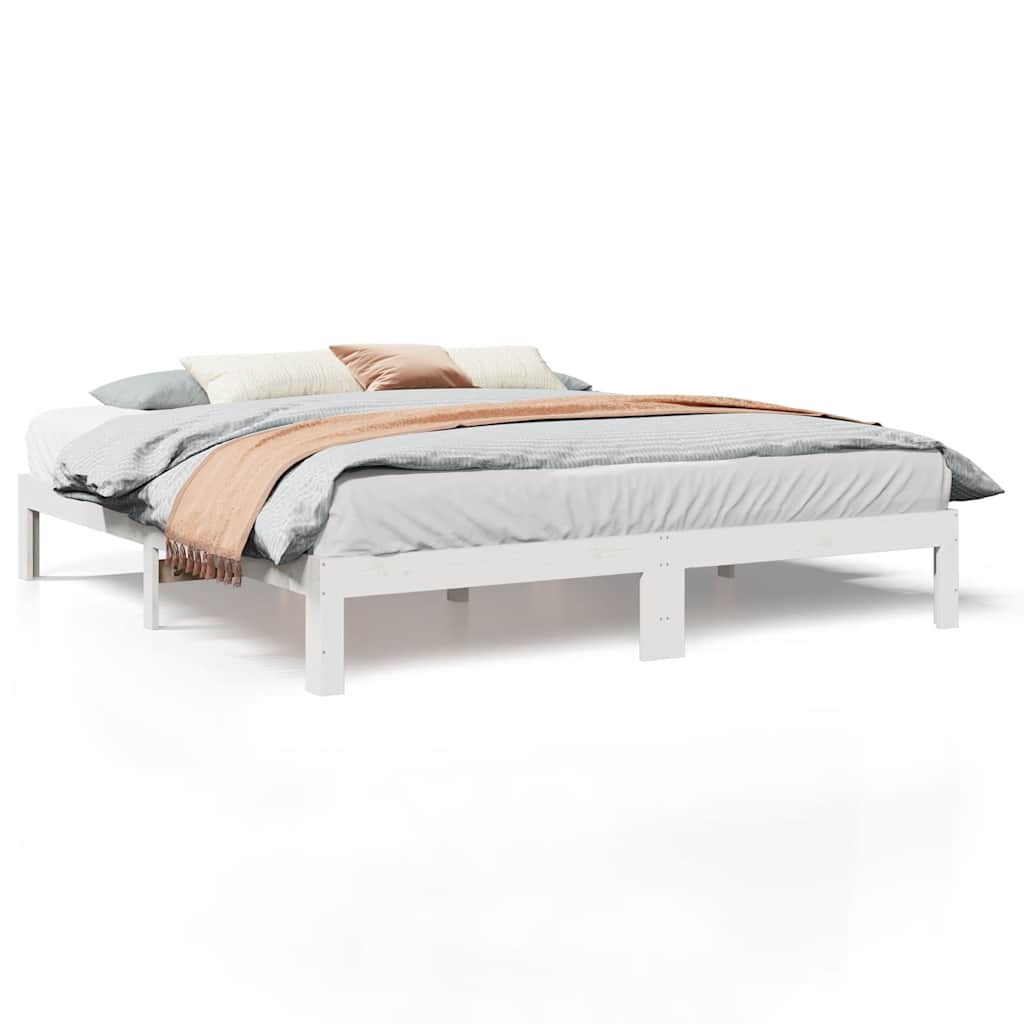sengeramme uden madras 180x200 cm massivt fyrretræ hvid