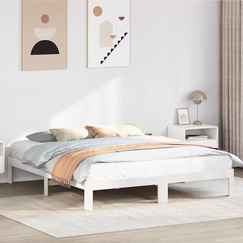 sengeramme uden madras 180x200 cm massivt fyrretræ hvid