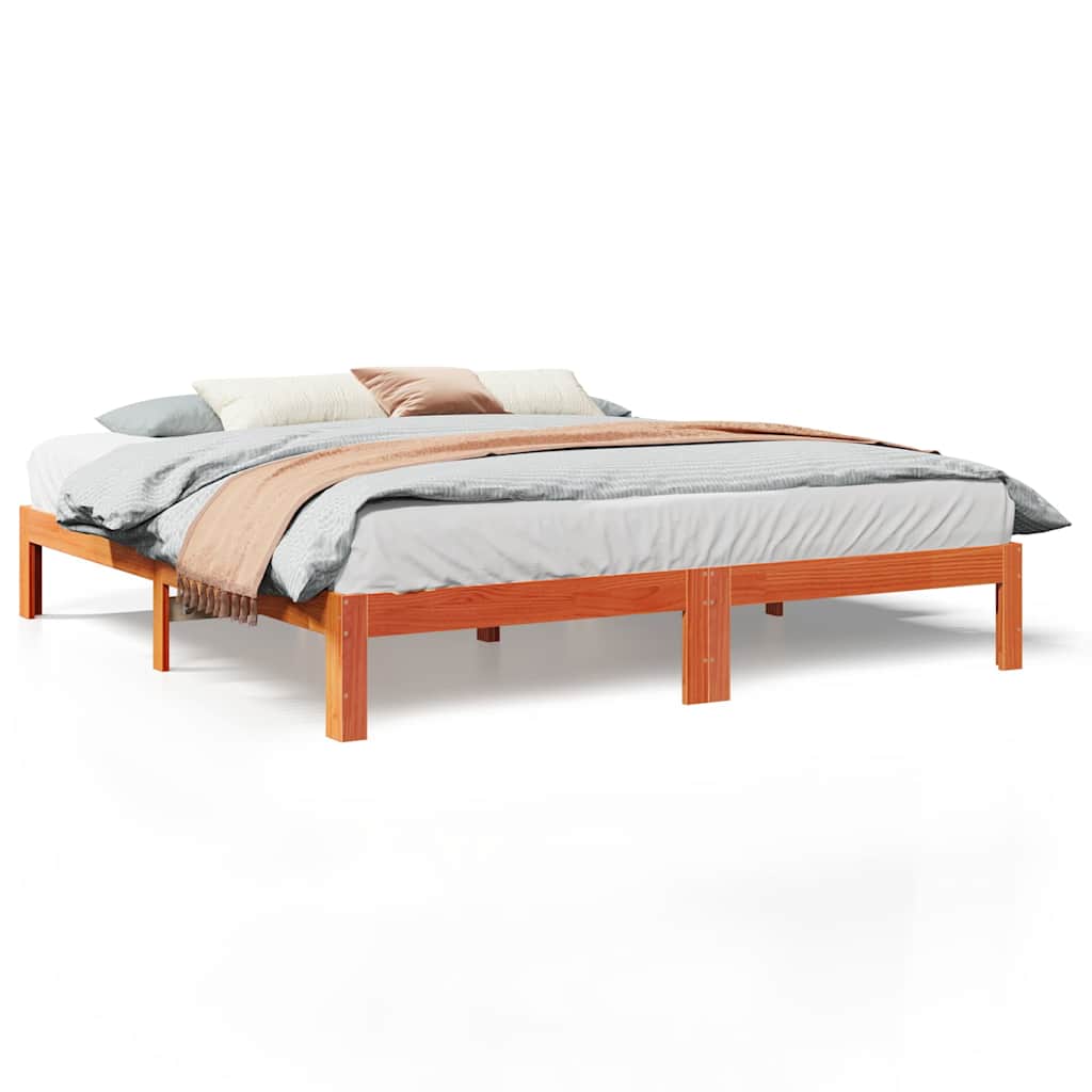 sengeramme uden madras 180x200 cm massivt fyrretræ gyldenbrun