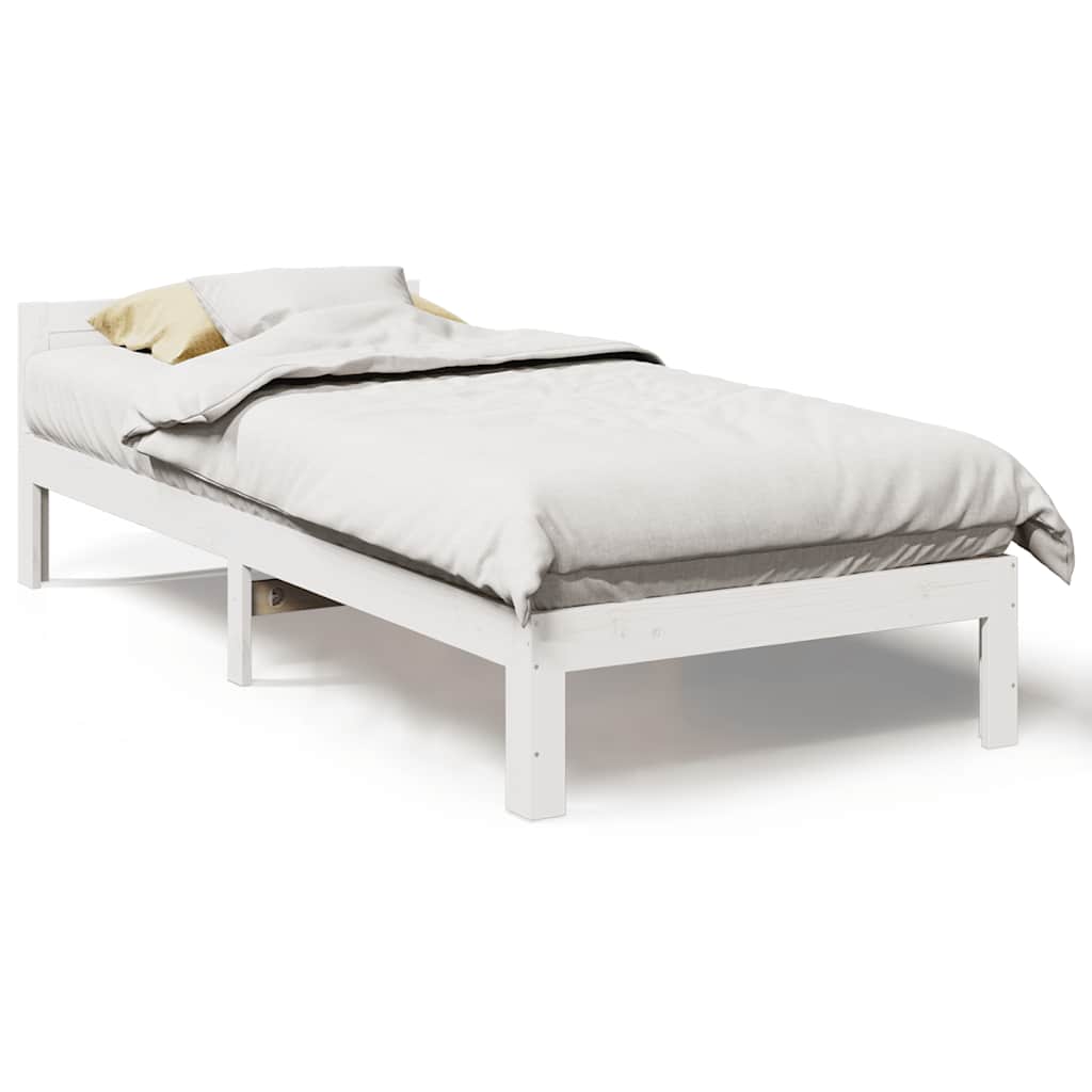 sengeramme uden madras 80x200 cm massivt fyrretræ hvid