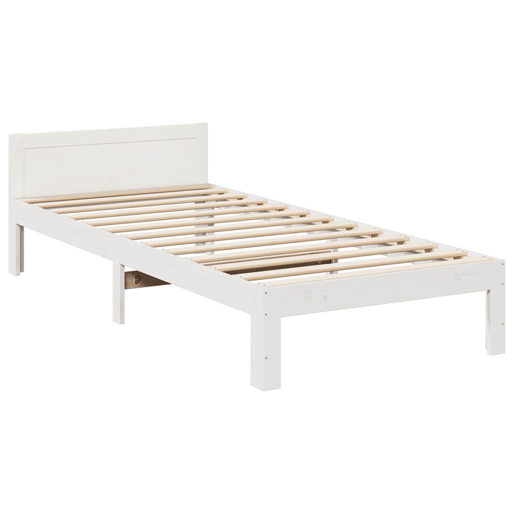 sengeramme uden madras 80x200 cm massivt fyrretræ hvid