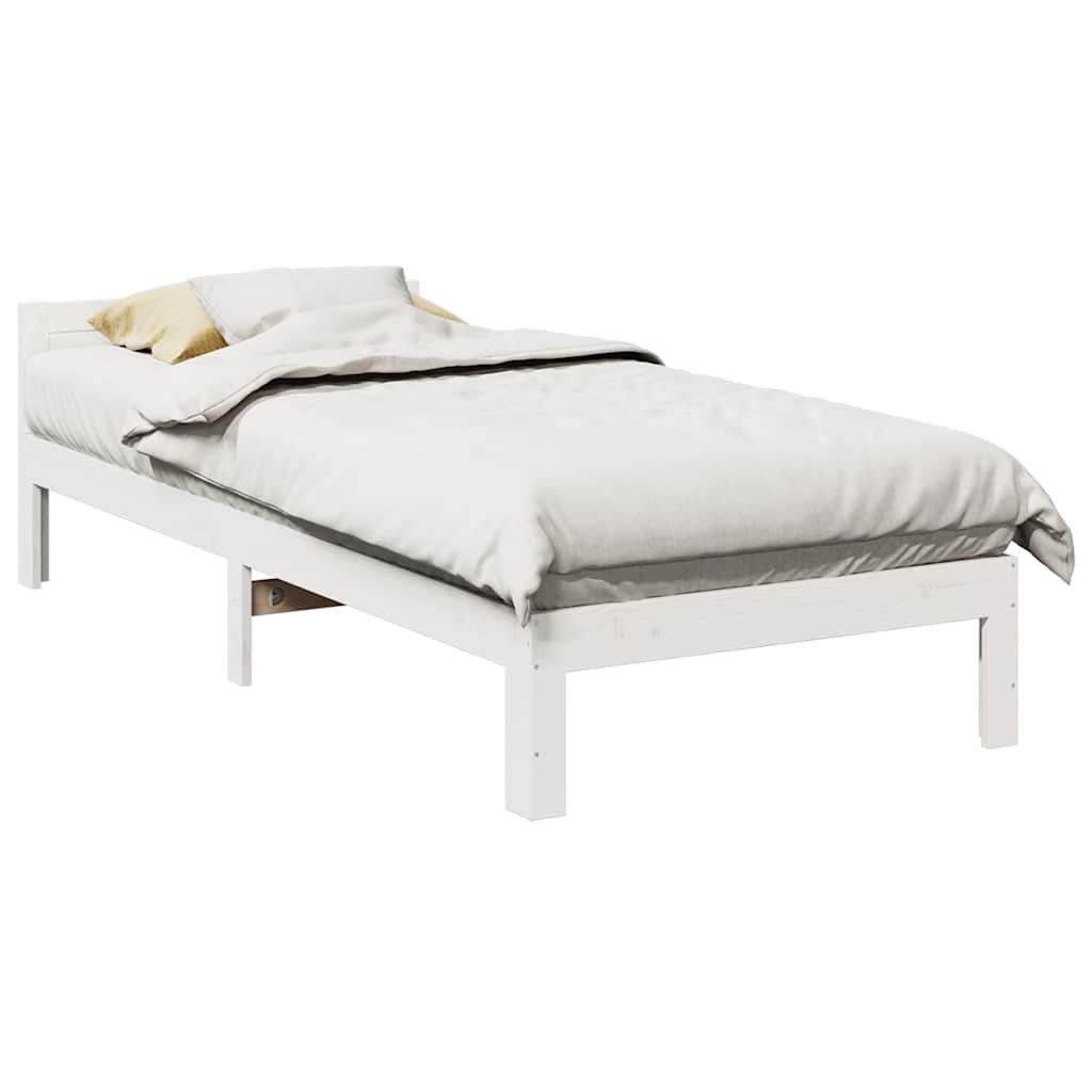 sengeramme uden madras 80x200 cm massivt fyrretræ hvid