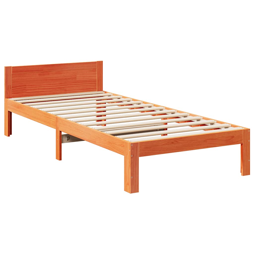 sengeramme uden madras 80x200 cm massivt fyrretræ gyldenbrun