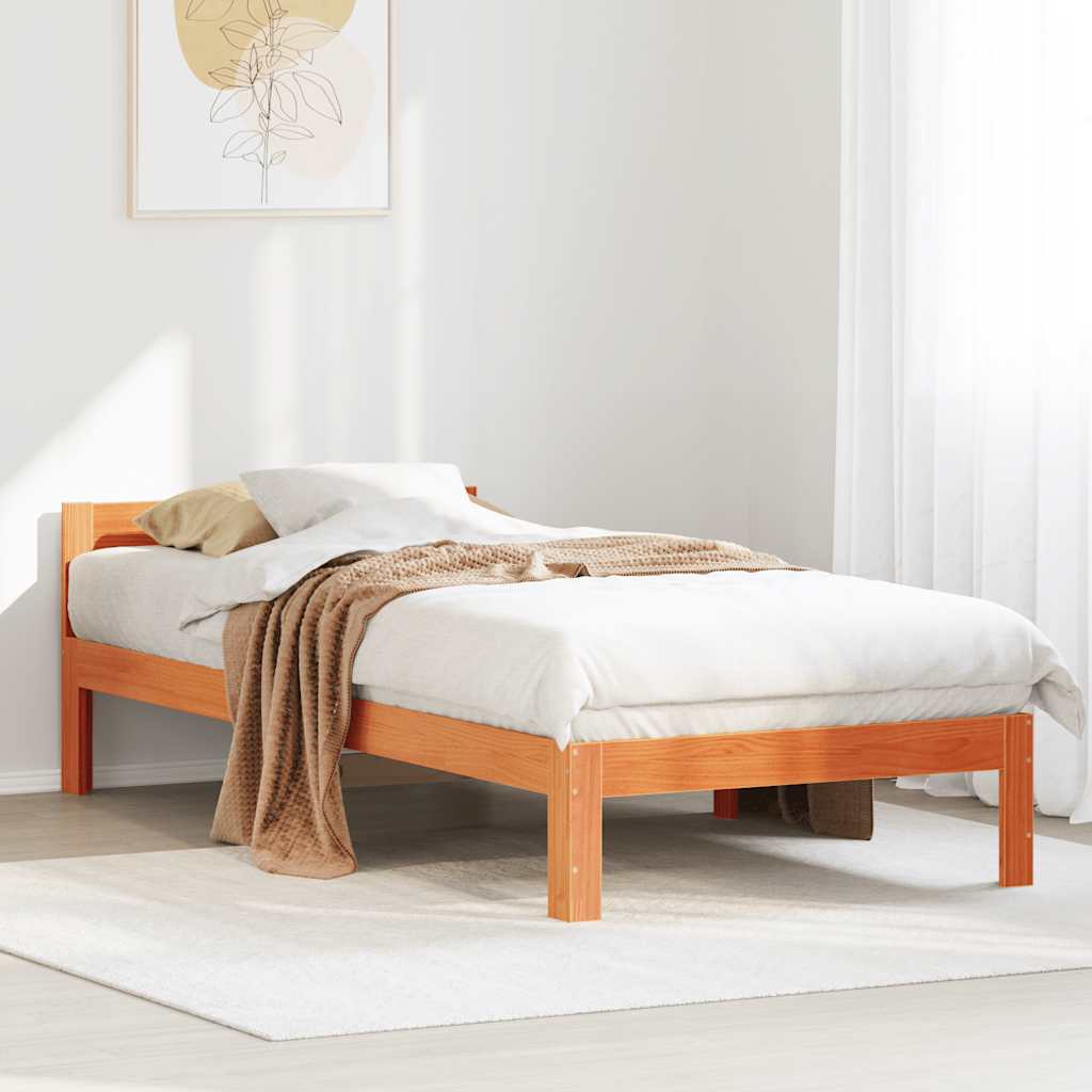 sengeramme uden madras 80x200 cm massivt fyrretræ gyldenbrun
