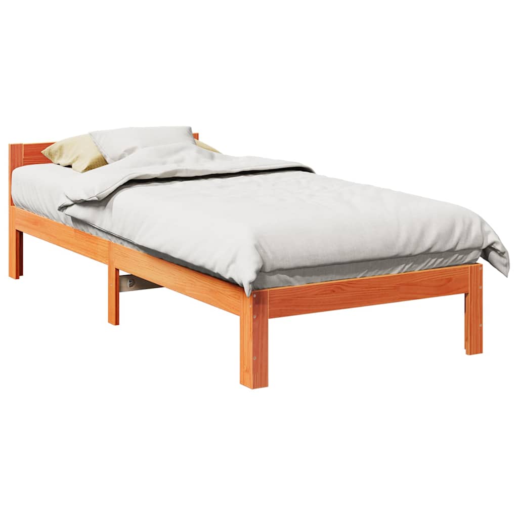 sengeramme uden madras 80x200 cm massivt fyrretræ gyldenbrun