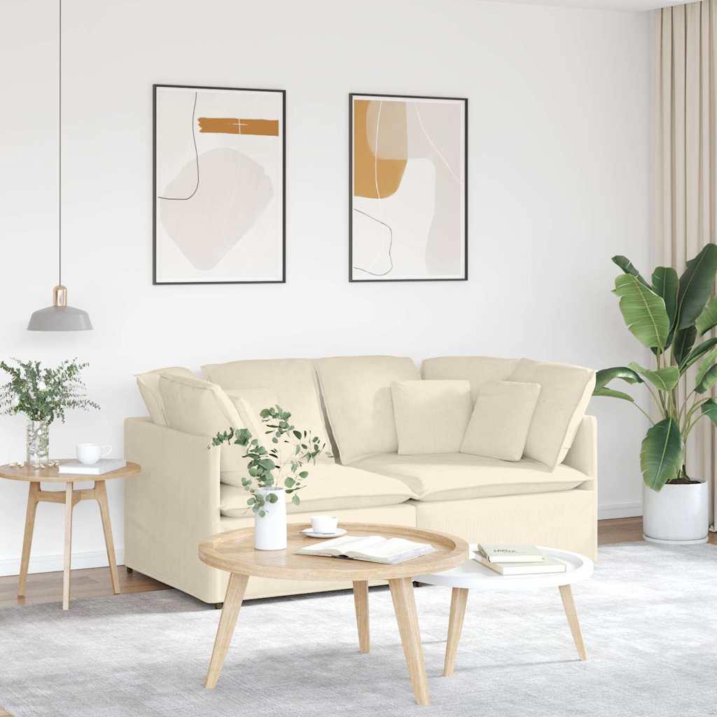 modulsofa med hynder fløjlsstof cremefarvet