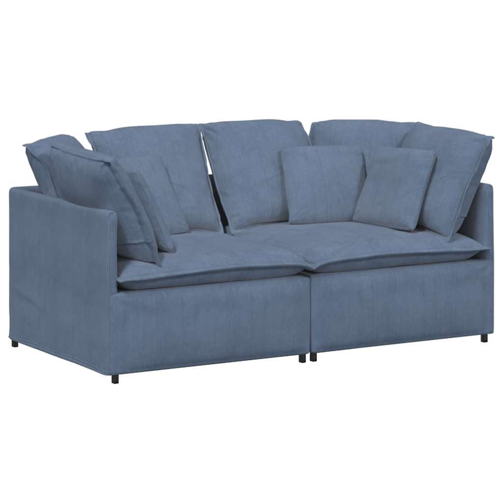 modulsofa med hynder fløjlsstof blå