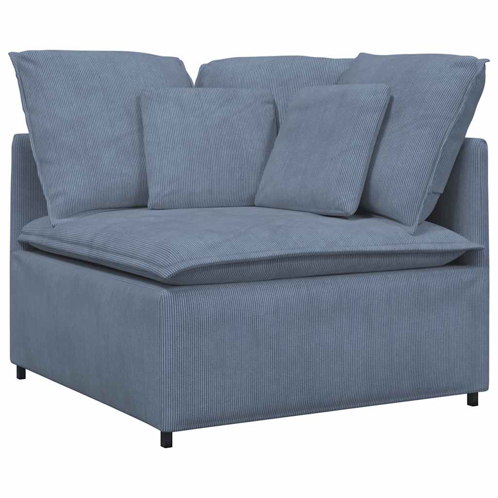 modulsofa med hynder fløjlsstof blå