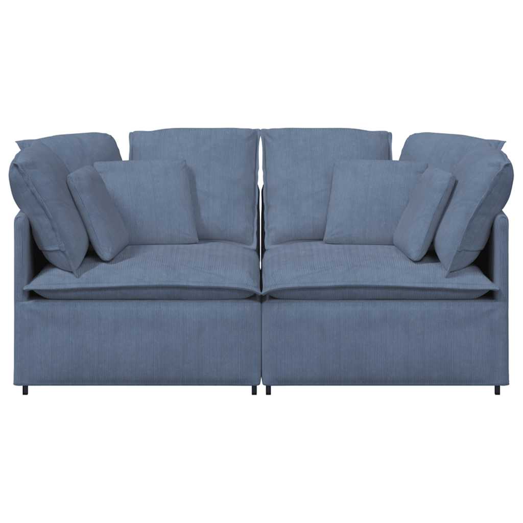modulsofa med hynder fløjlsstof blå