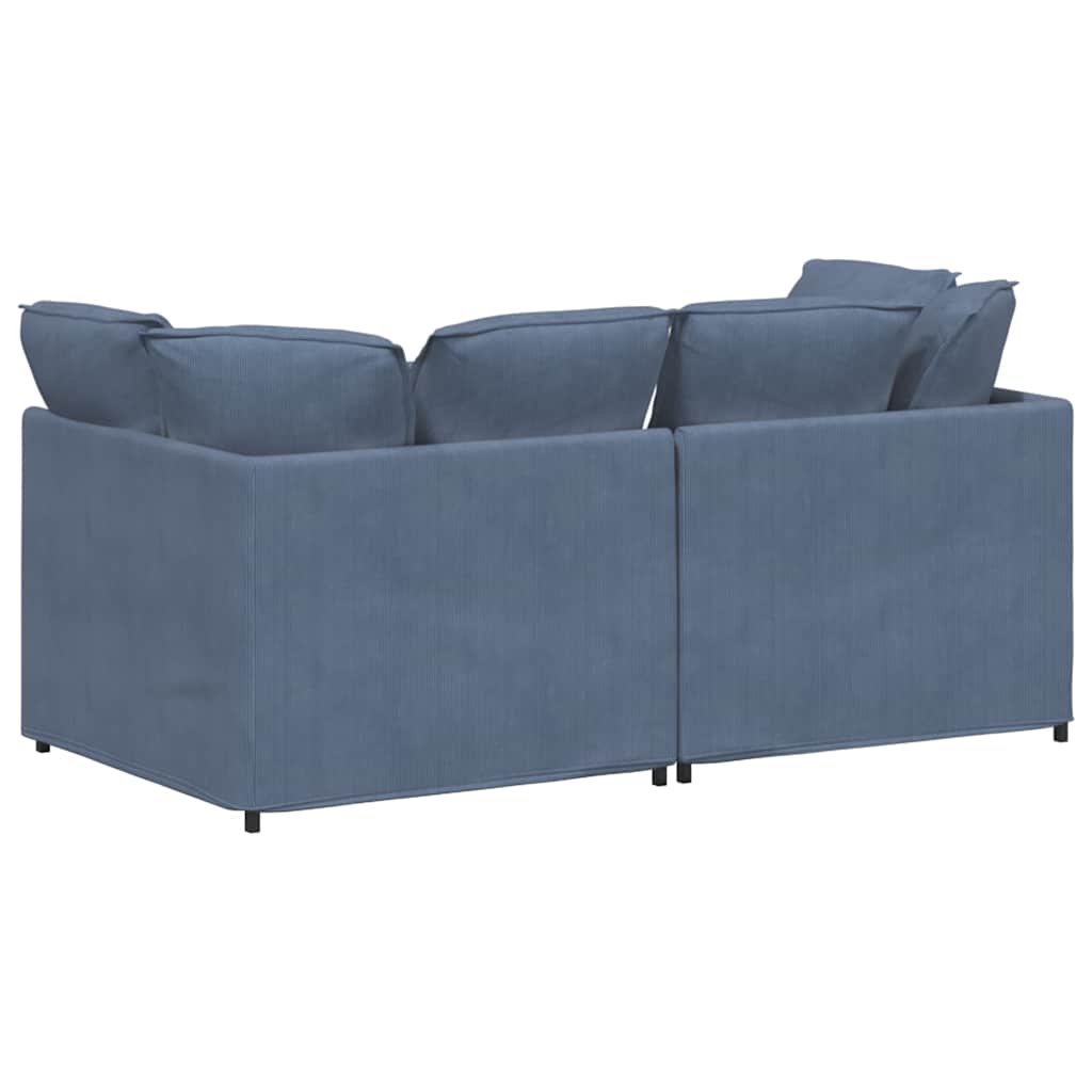 modulsofa med hynder fløjlsstof blå