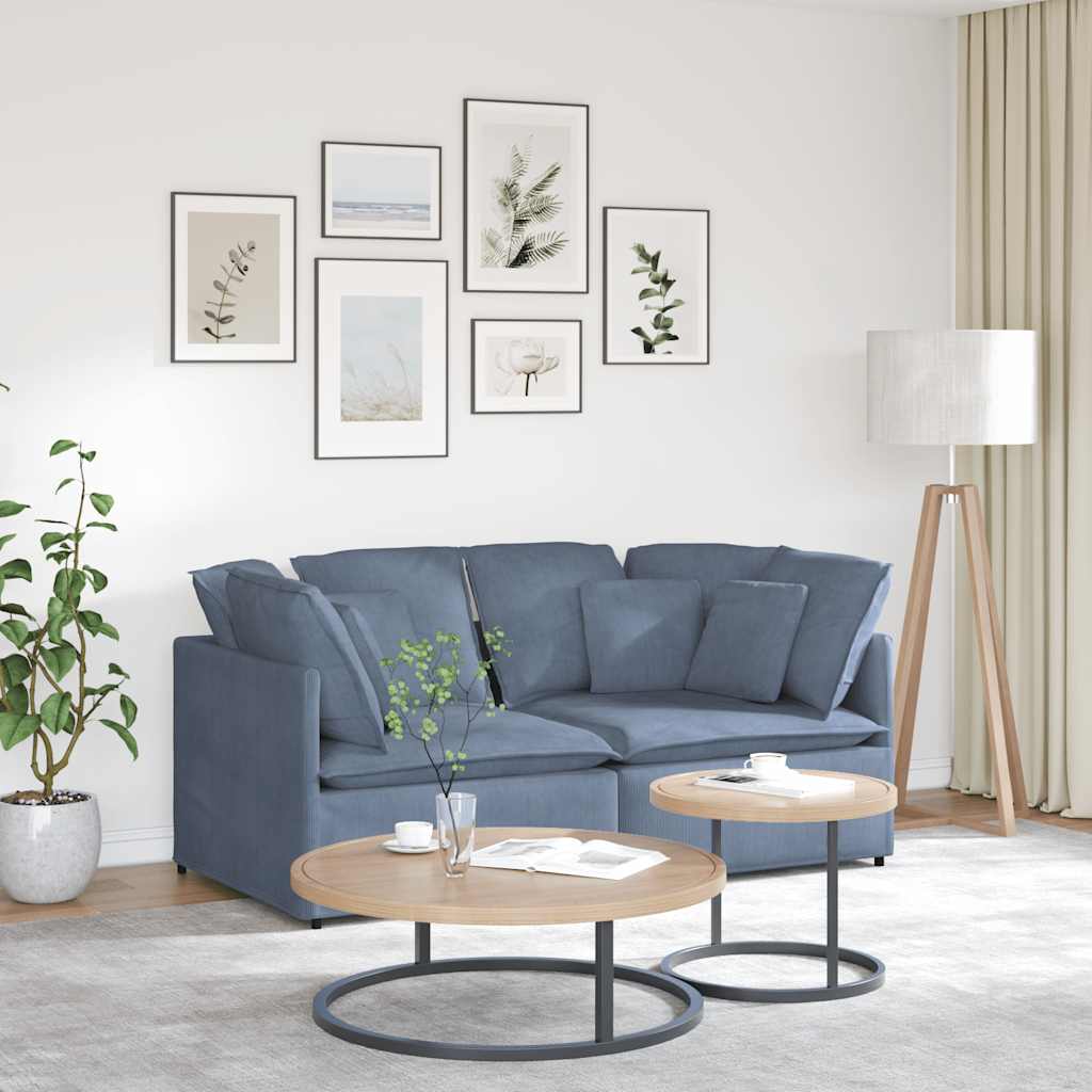 modulsofa med hynder fløjlsstof blå