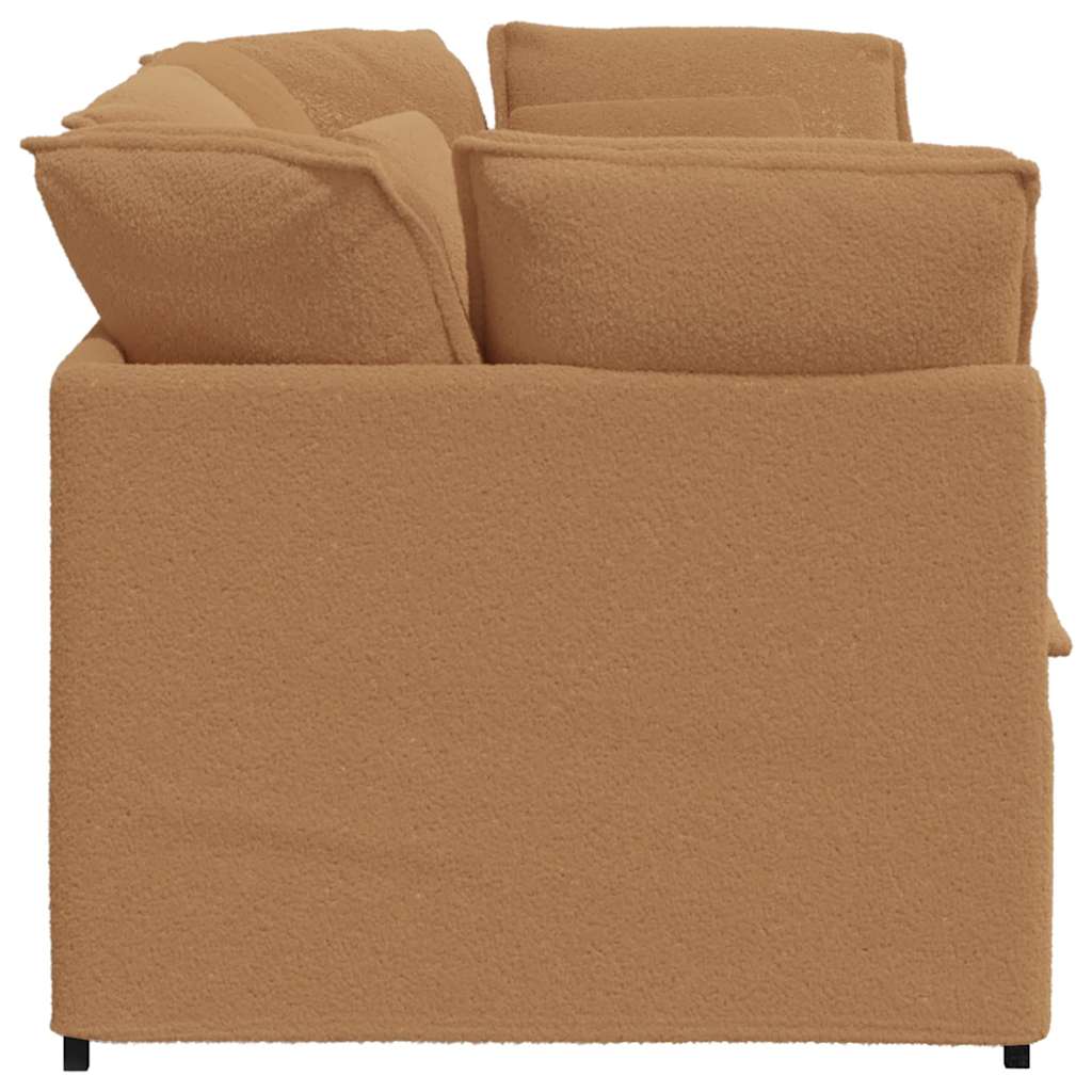 modulsofa med hynder krøllet uldlignende stof beige