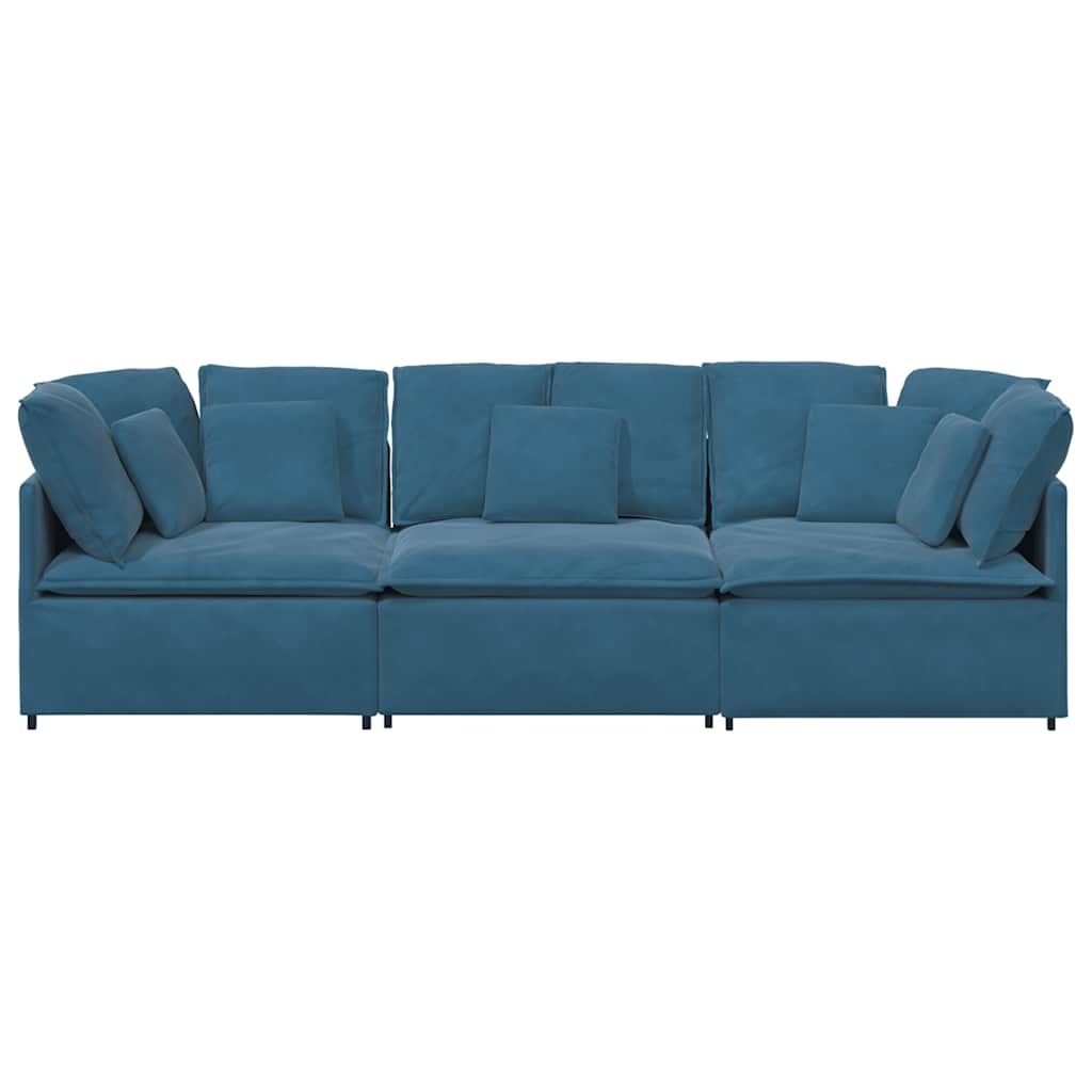 modulsofa med hynder fløjl blå