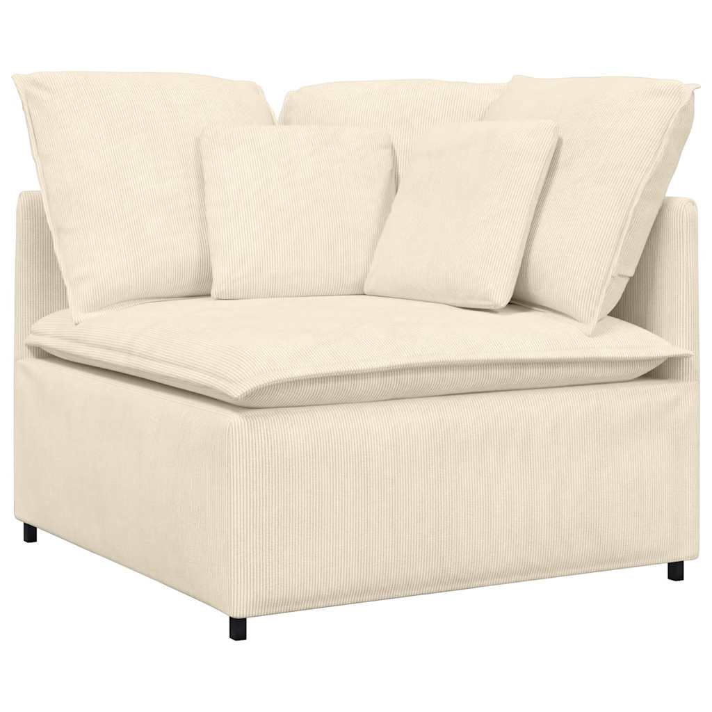 modulsofa med hynder fløjlsstof cremefarvet