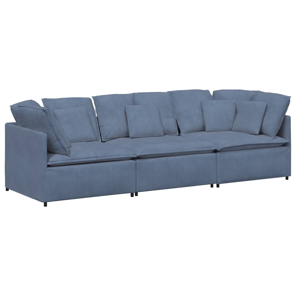 modulsofa med hynder fløjlsstof blå