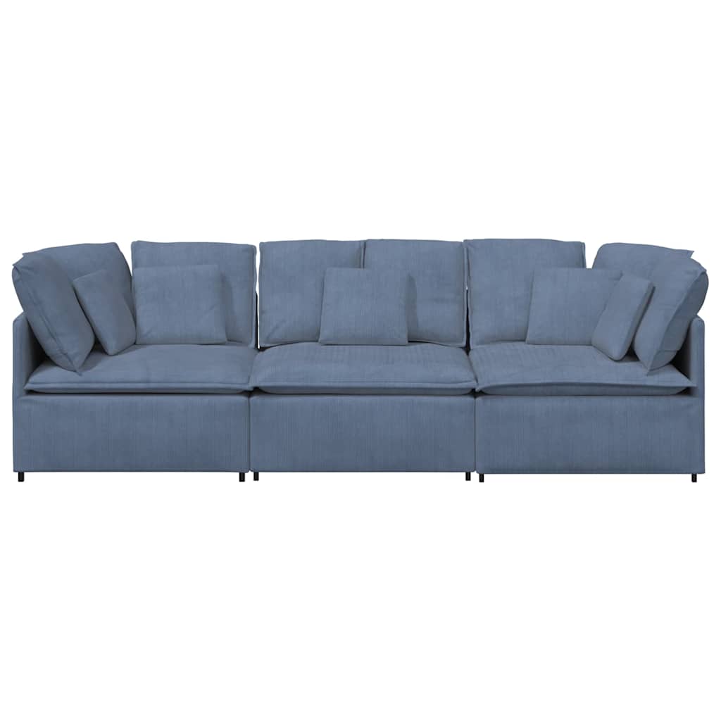 modulsofa med hynder fløjlsstof blå