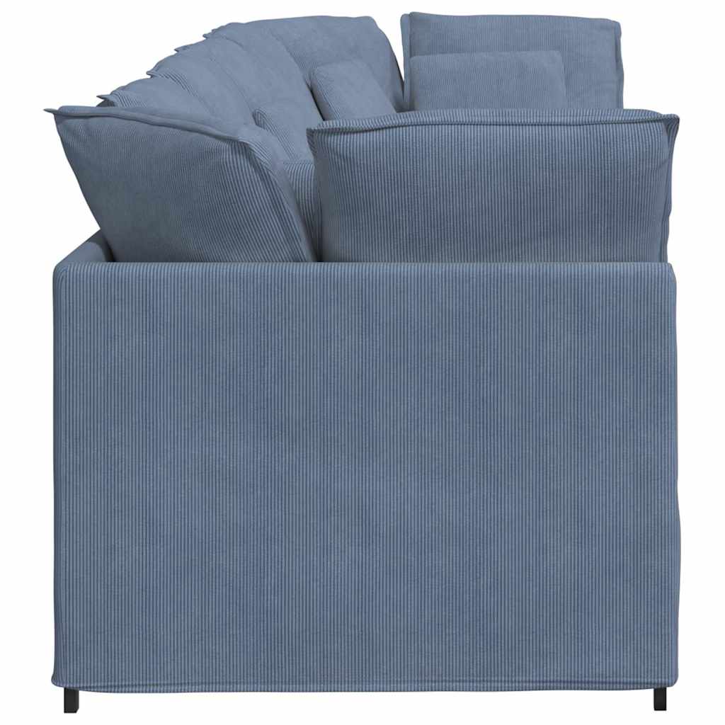 modulsofa med hynder fløjlsstof blå