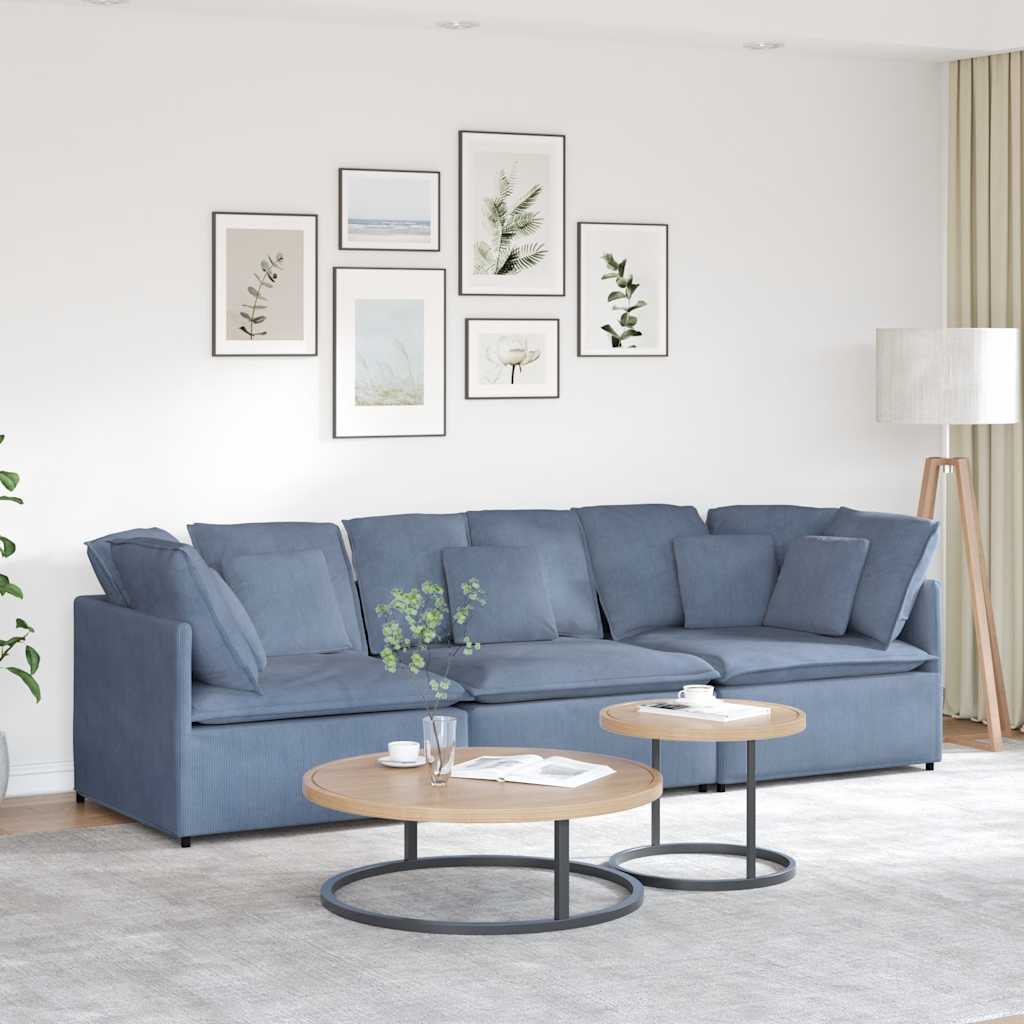 modulsofa med hynder fløjlsstof blå
