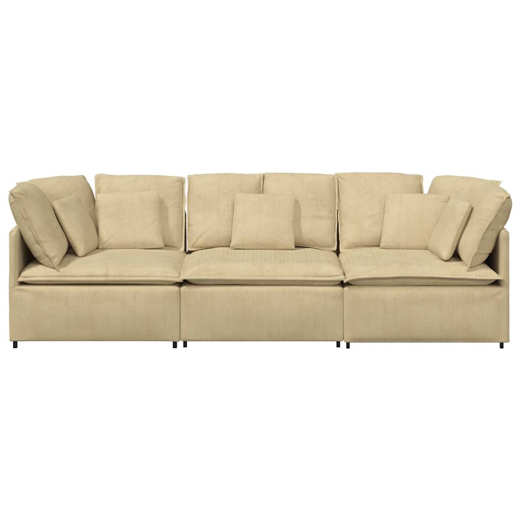 modulsofa med hynder fløjlsstof grågrøn