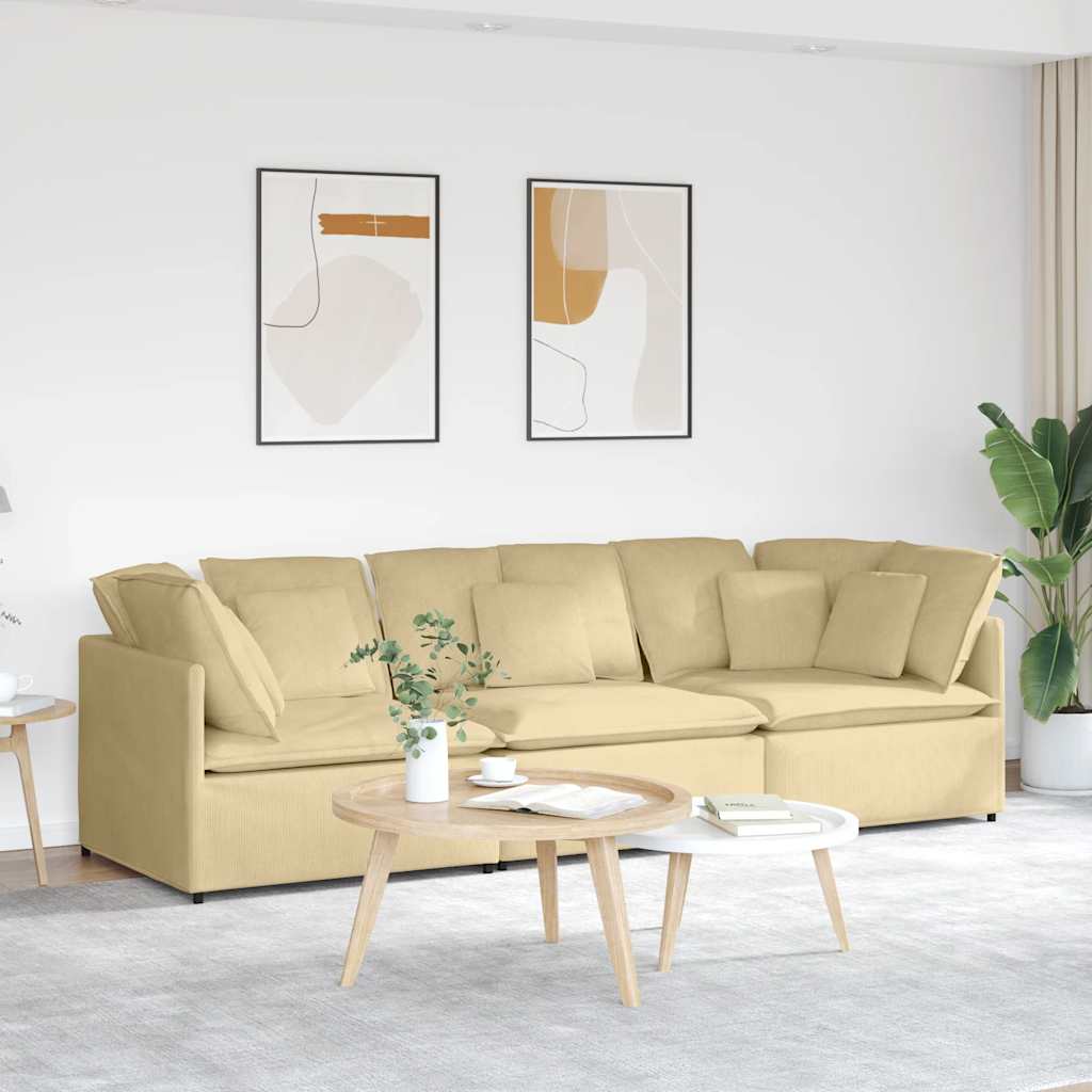 modulsofa med hynder fløjlsstof grågrøn