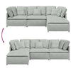 modulsofa med fodskammel og hynder fløjl lysegrå