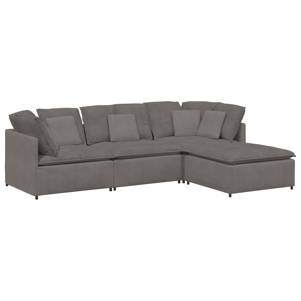 modulsofa med fodskammel og hynder føjlsstof lysegrå