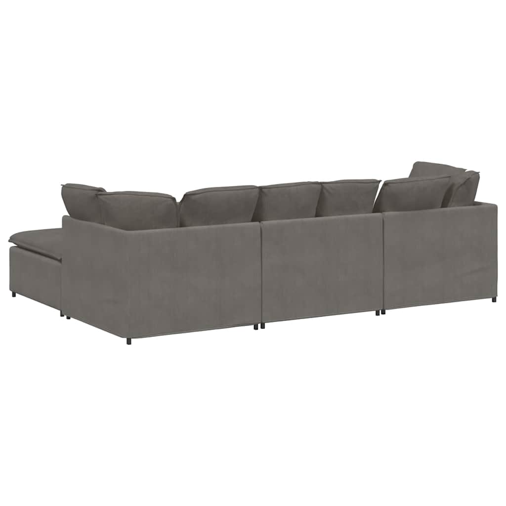 modulsofa med fodskammel og hynder føjlsstof lysegrå