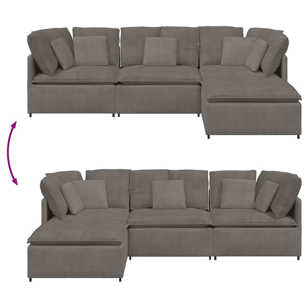 modulsofa med fodskammel og hynder føjlsstof lysegrå