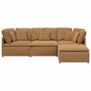 modulsofa med fodskammel&puder krøllet uldlignende stof beige