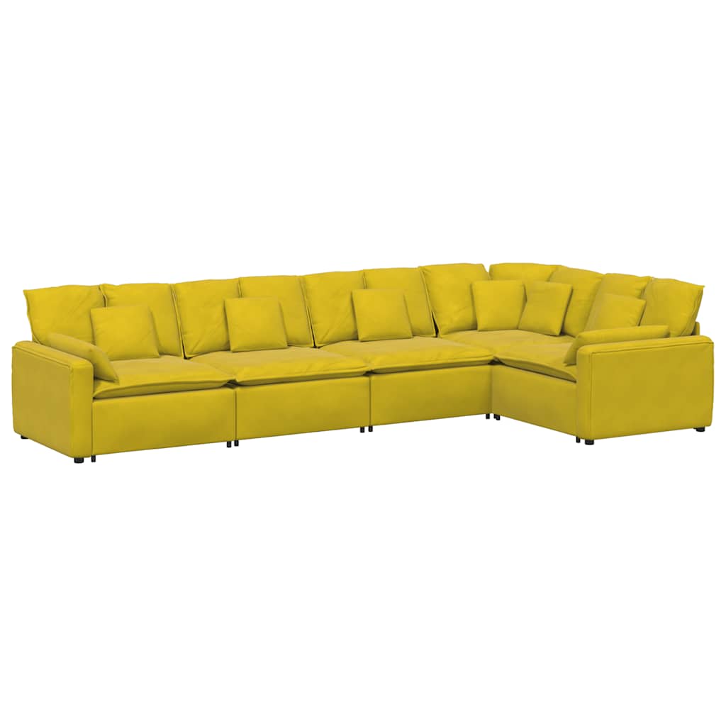 modulsofa med hynder fløjl gul