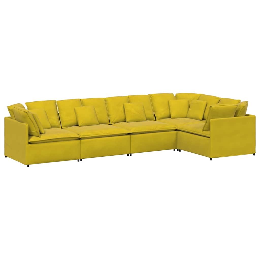 modulsofa med hynder fløjl gul