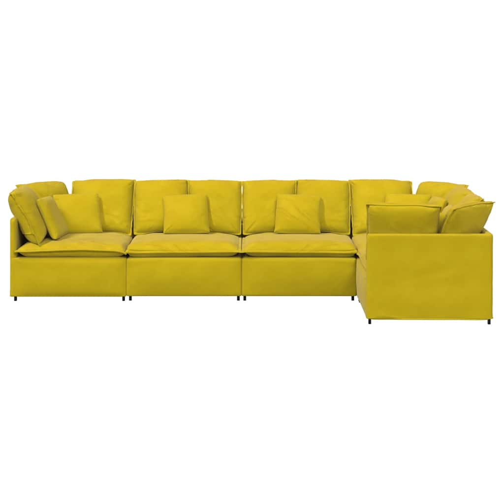 modulsofa med hynder fløjl gul
