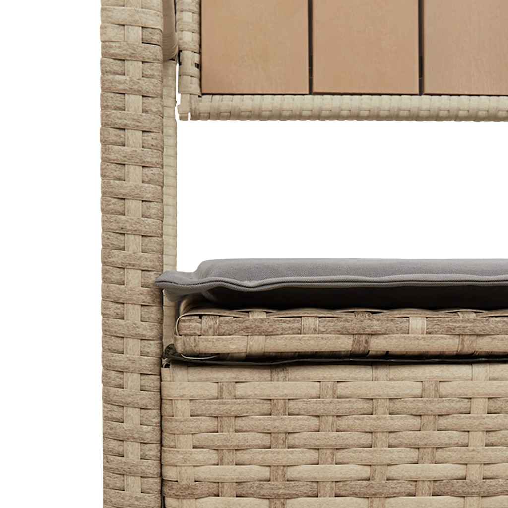 opbevaringsbænk til haven med hynde polyrattan beige