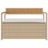 opbevaringsbænk til haven med hynde polyrattan beige