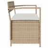 opbevaringsbænk til haven med hynde polyrattan beige