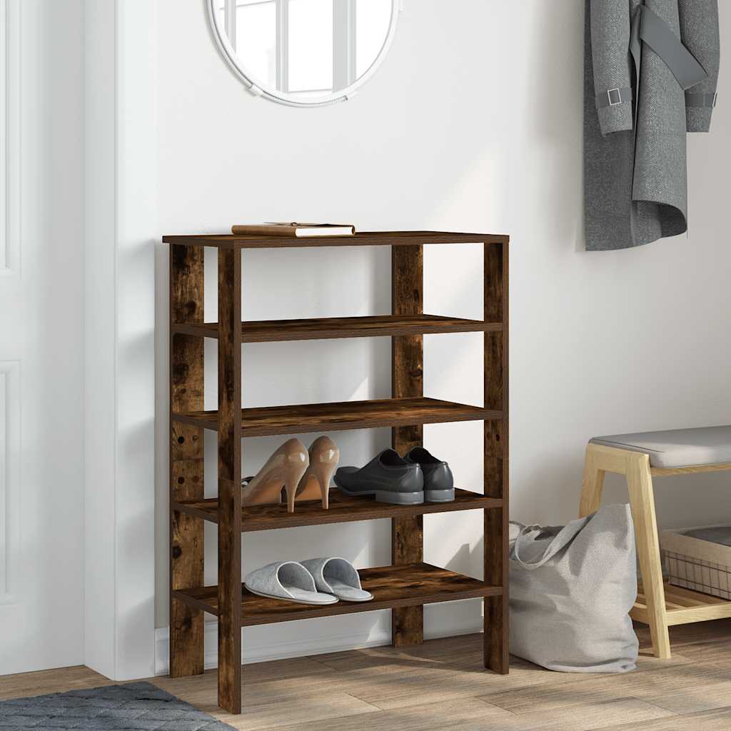 skostativ 61x32x87,5 cm konstrueret træ røget egetræsfarve