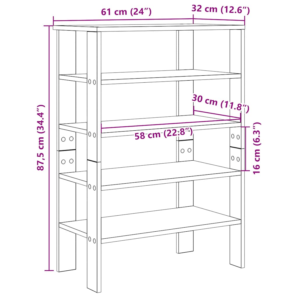 skostativ 61x32x87,5 cm konstrueret træ røget egetræsfarve