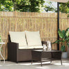 2-personers sofa med hynder og bord polyrattan brun