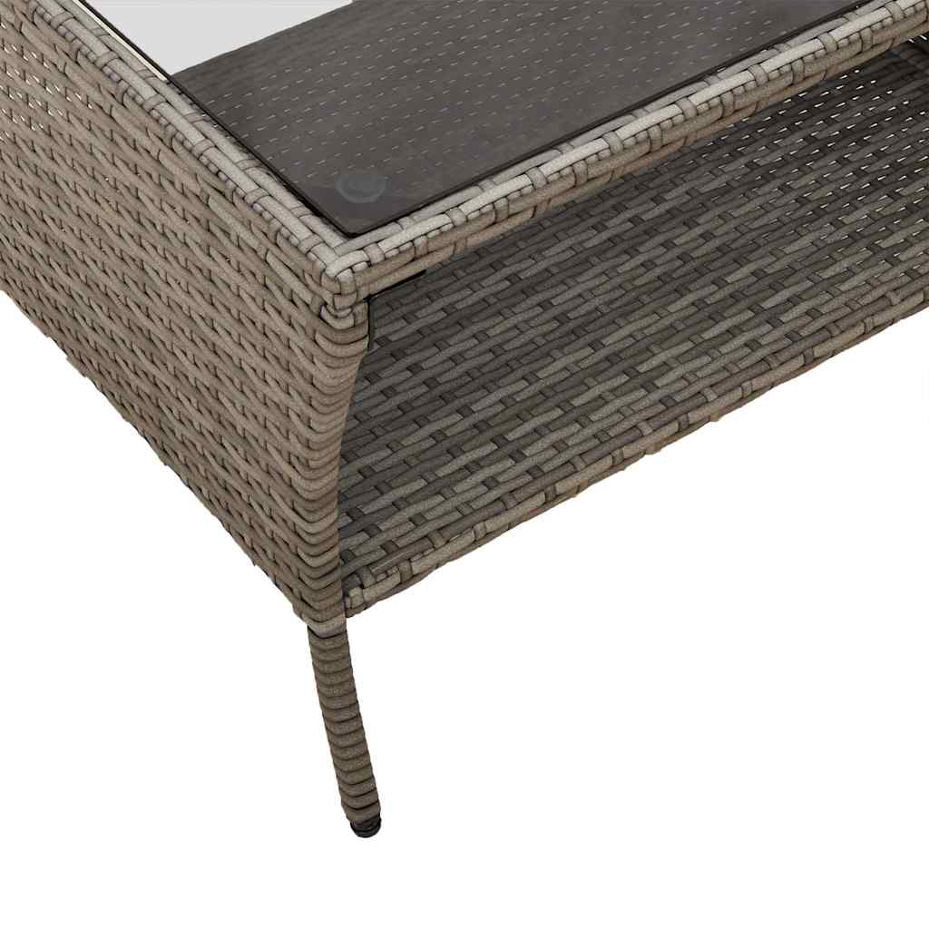 2-personers sofa med hynder og bord polyrattan grå