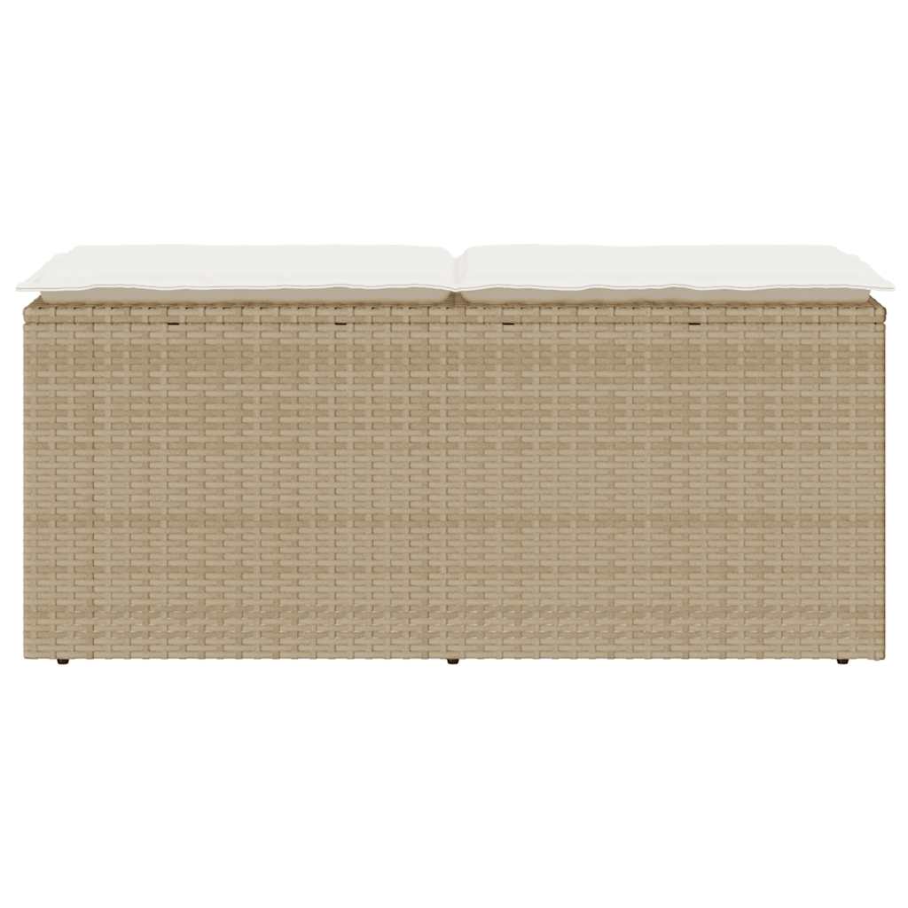 havebænk med hynde 110x40x44 cm polyrattan beige